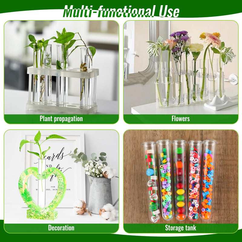 32 pcs Clear Plant Propagation Tubes 20ml Plastic Test Tubes for Scientific Experiments Sample Testing, Round Bottom Test Tube for Home Office Desktop Decoration Bead Party Candy Storage 32