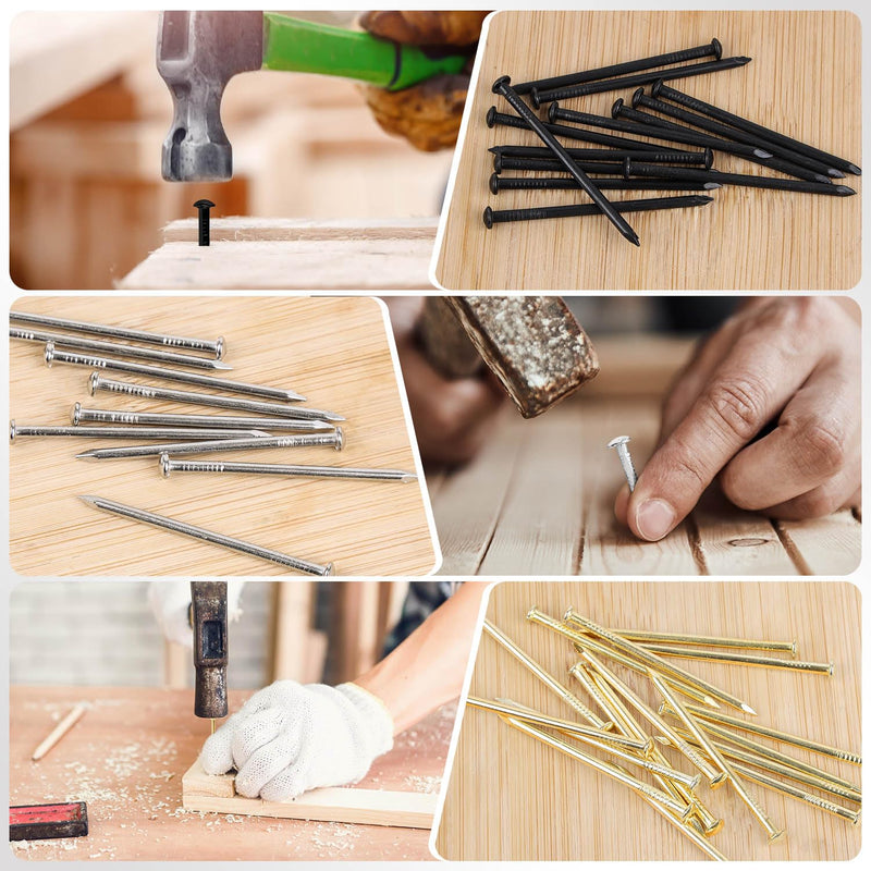 [Australia - AusPower] - 200 PCS Round Head Nails, 1-1/2 Inches Hardware Nail, Nails for Hanging Pictures, Wood Nails, Gold Nails, Household Nails 1-1/2 in 