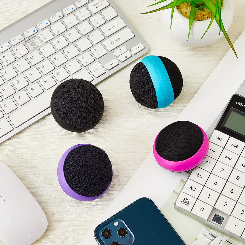 [Australia - AusPower] - 4 Pack Touch Screen Cleaner Balls Phone Cleaning Ball Microfiber Touch Screen Glass Cleaner Cleaning Ball for Computer Laptop Cell Phone Monitor, Black, Blue, Rose Red, Purple 
