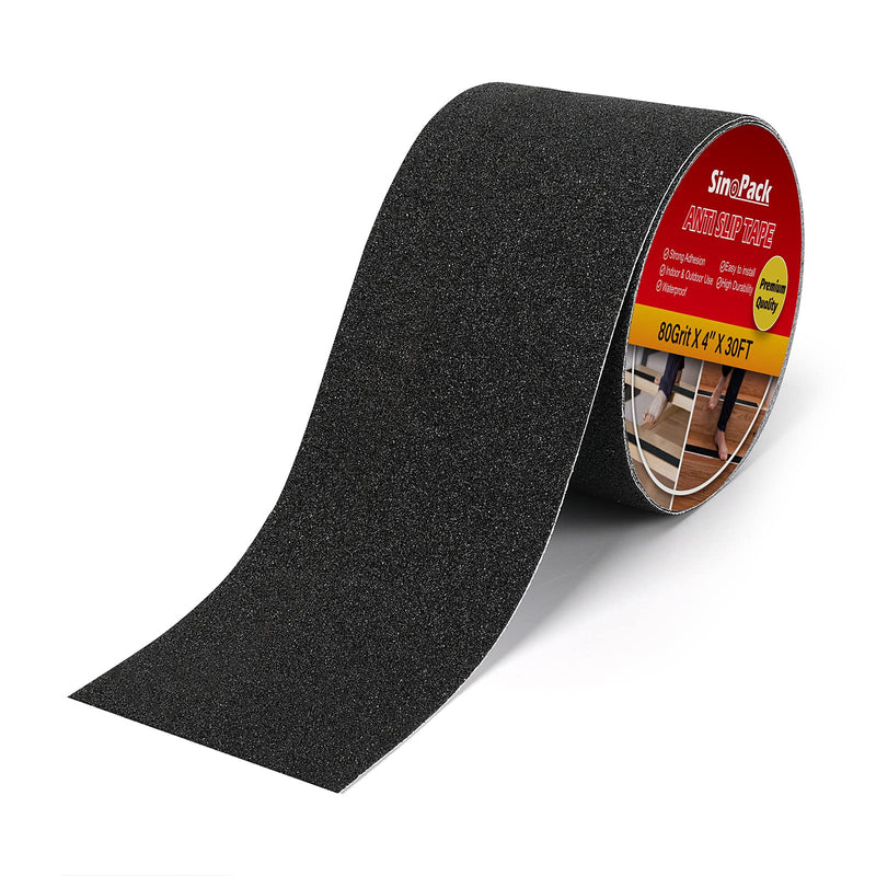 Anti Slip Tape Black 4Inch x 30FT Non Skid Tape, Best Grip Non Slip Strips Tape High Traction Friction Abrasive Adhesive for Stairs Step