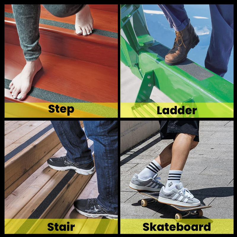 TAPEBEAR Grip Tape Anti Slip Traction Tape 2" 4" x 60Ft, Non Slip Tape Waterproof Heavy Duty Safety Tape for Indoor Outdoor Steps Stairs Treads, Strong Grip