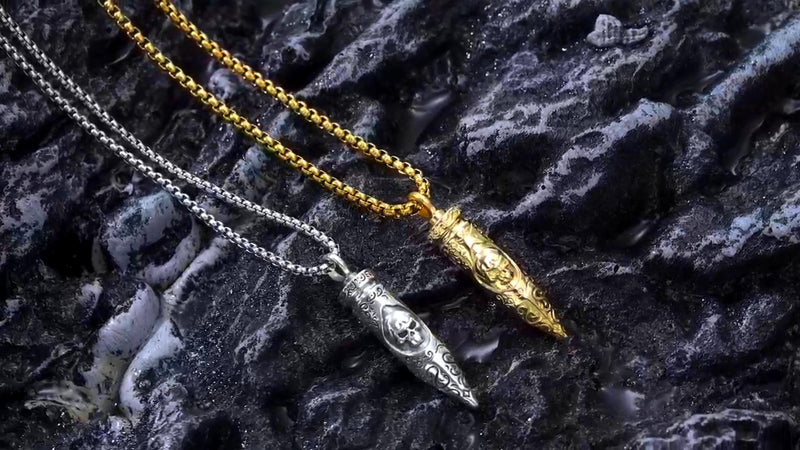 Silver/14K Gold Plated Urn Cremation Pendant Necklace with Gift Box 40A-Bullet Urn-Silver
