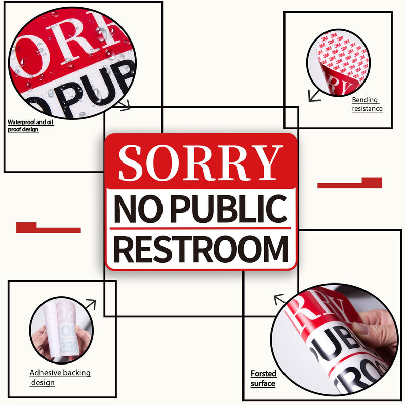 [Australia - AusPower] - 2 PCS Sorry No Public Restroom Signs, Self Adhesive Weatherproof UV Protected Vinyl No Public Bathroom Signs for Business Window Door Red (No Public Restroom) 