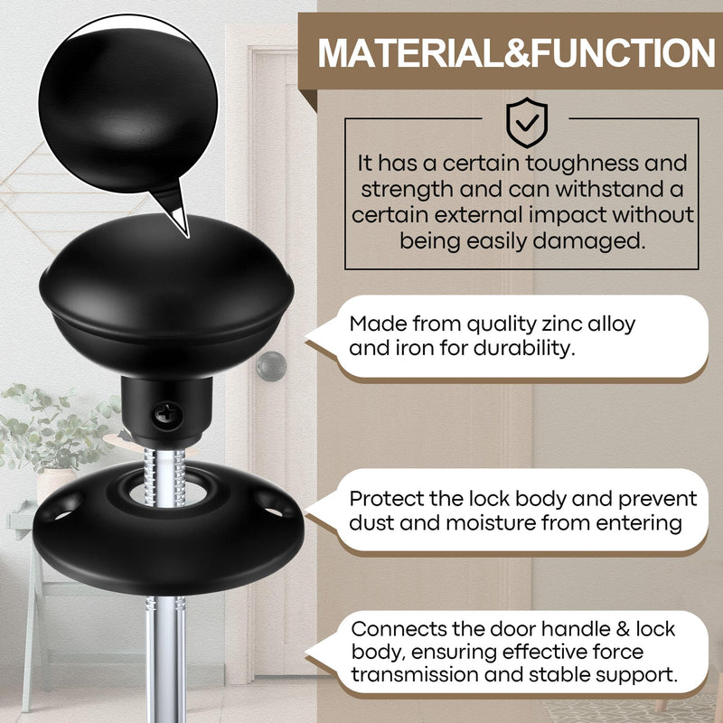 Saillong 4 Sets Interior Door Knob Set with Spindle, Round Rosettes, Old Style Door Knob Replacement with Electroplate Design, 2.2in. Outside Diameter for Interior (Matte Black) Matte Black