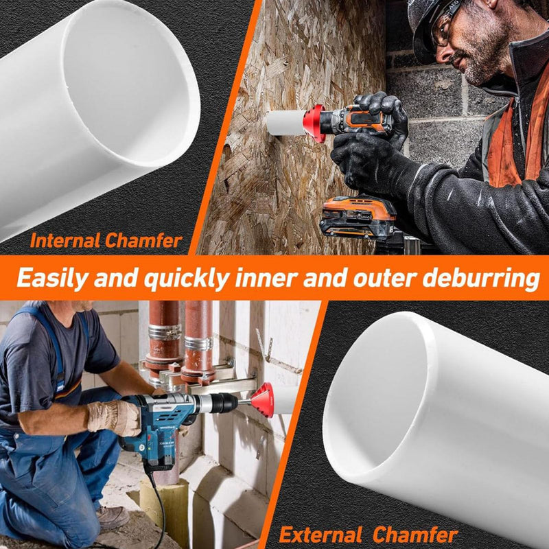 Wakects Plastic Pipe Chamfer Tool, 2 in 1 PE Pipe Deburring PVC Pipe Deburring Tool, Indoor and Outdoor CPVC ABS PP Pipe Chamfer Deburring Reamer Sanitary Tool