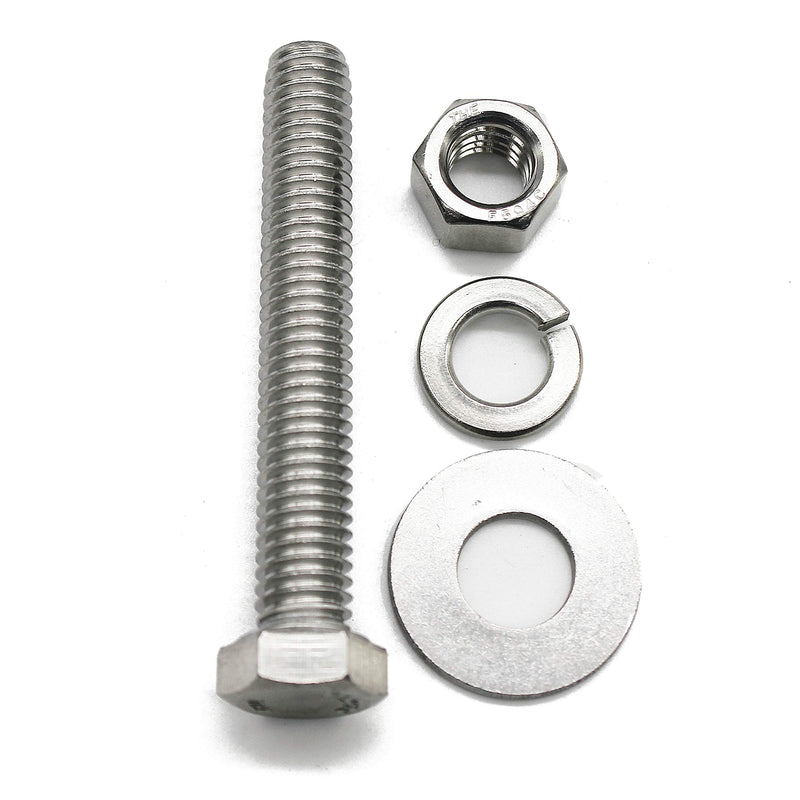 (10 Sets) 1/4-20x2" Stainless Steel Hex Head Screws Bolts, Nuts, Flat & Lock Washers, 18-8 (304) S/S, Fully Threaded by Bolt Fullerkreg (10 Sets) 1/4x2"