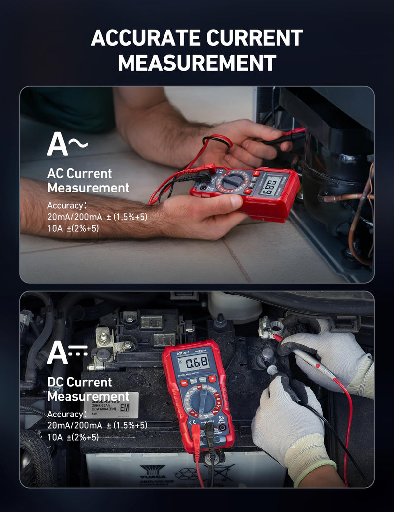 [Australia - AusPower] - AstroAI Digital Multimeter Voltage Tester, TRMS 2000 Counts Volt Meter; Fast and Accurately Measures AC/DC Voltage & Current, Resistance, Diode, Continuity and NCV (DM200M) 