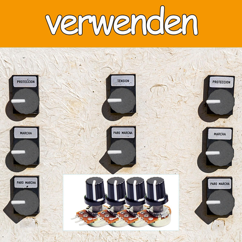 [Australia - AusPower] - Pack of 5 B10K Potentiometer Kit, 3 Clamp Rotary Potentiometers with Cap Nuts, Eualizer Potentiometer, 3 Connections Linear Rotary Potentiometer 