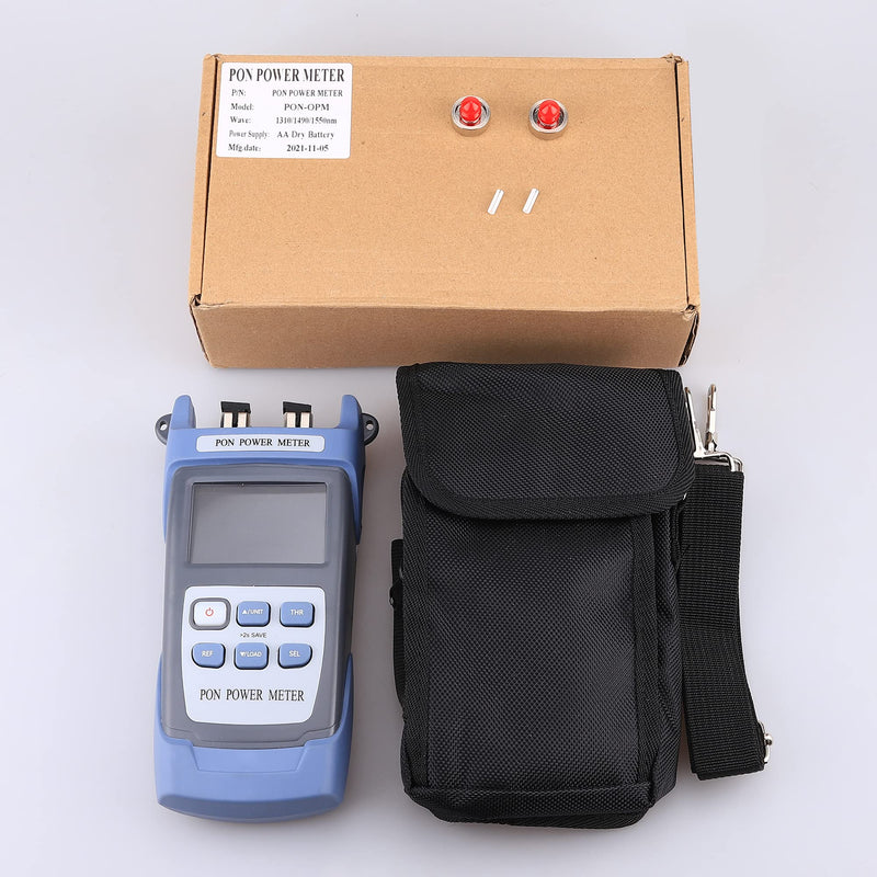 [Australia - AusPower] - Optical Fiber Cable PON Power Meter Tester Tool 1310 1490 1550nm FTTX ONT OLT Handheld PON OPM Network Detection Online Fiber Tester with FC SC APC Adapter Grey 