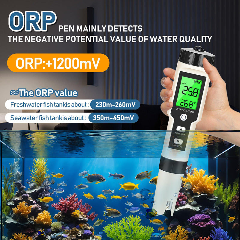 [Australia - AusPower] - Hydrogen Water Tester 4 in 1 PH,H2,ORP&Temp,pH Meter ORP Meter Hydrogen Tester for Water with ATC & Backlight,Accurate Hydrogen Water ppb/ppm Meter 
