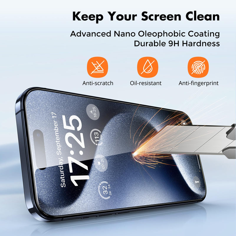 [Australia - AusPower] - UNBREAKcable Shatterproof Tempered Glass Screen Protector for iPhone 15 Pro Max [3-Pack][Easy Installation Frame] [9H Hardness] [99.99% HD Clear] [Bubble Free] for Apple 6.7” iPhone 15 Pro Max-6.7 Inch 