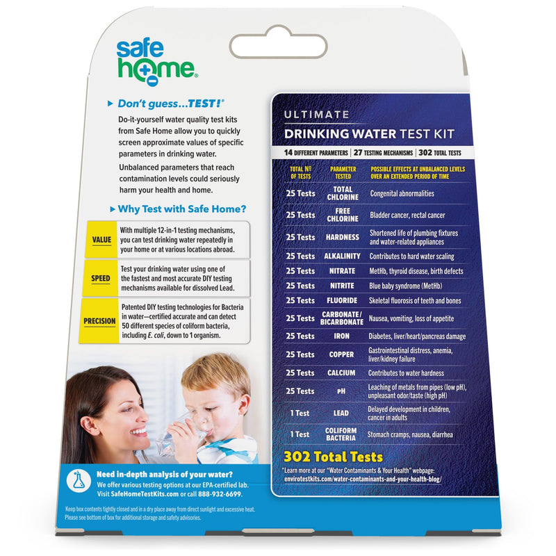 [Australia - AusPower] - Safe Home® 14-in-1 Drinking Water Test Kit – DIY Testing for Lead, Bacteria, Hardness, Copper and More – City Tap or Well Water – 27 Mechanisms/Kit Issue a Total of 302 Tests 14 Different Parameters – 302 Total Tests Per Kit 