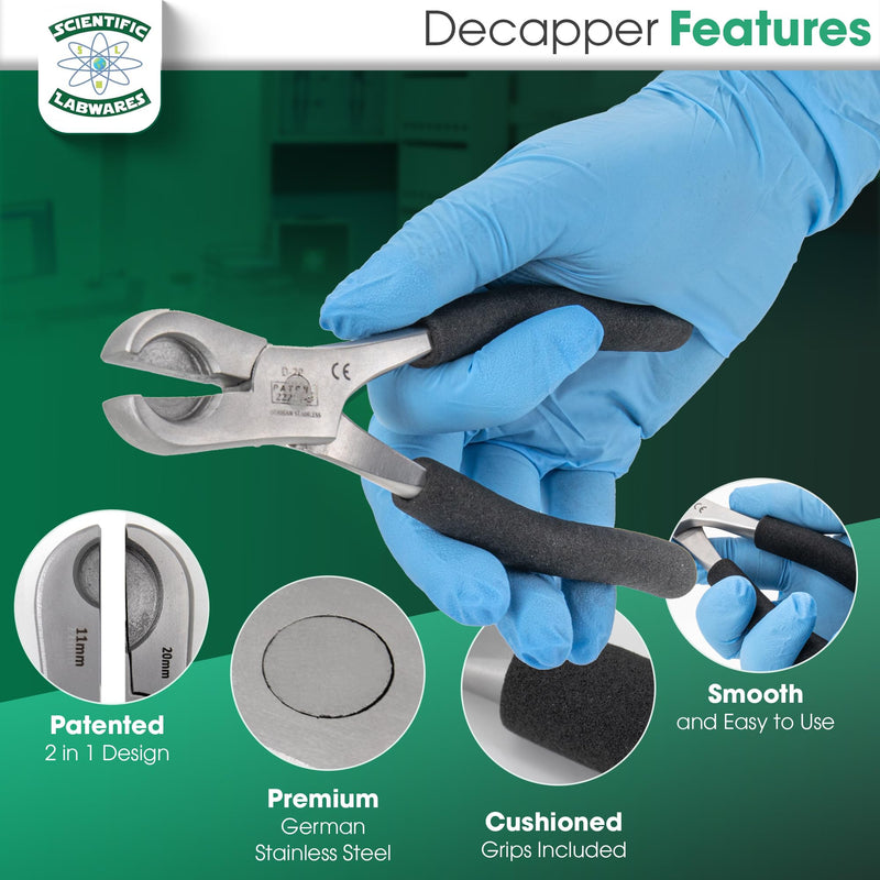 Dual Action Decapper Pliers for Decapping Crimped Vials and Bottles Scientific Labwares (11mm and 20mm) 11mm and 20mm