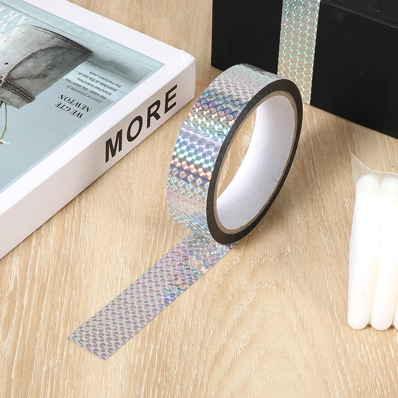 EupHHonycs 2 Rolls Holographic Tape, 1 Inch 54 Yard Reflective Tape for Birds, Holographic Self-Adhesive Bird Scare Ribbon for Keep Birds Away, Daily Home Use, DIY Crafts