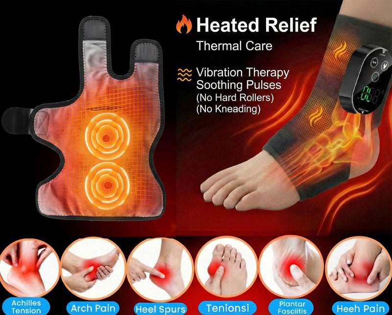 Foot Massager for Neuropathy Plantar Fasciitis Pain Relief, Cordless Heated Vibrating Cloud-Soft Ankle Wrap Feet Massage, Portable 2H Run Time, 6 Heats, 3 Modes, Auto-Off Timer, 1pcs Blackx1