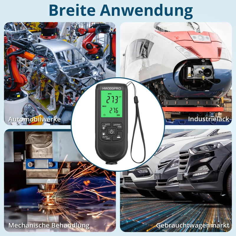 [Australia - AusPower] - ALLmeter Paint Thickness Gauge, Paint Thickness Gauge, Car Measuring Range 0 to 2000 um with LCD Display, Fe & NF for Measuring Paint Thickness in the Automotive Industry, Car Paint Tester 