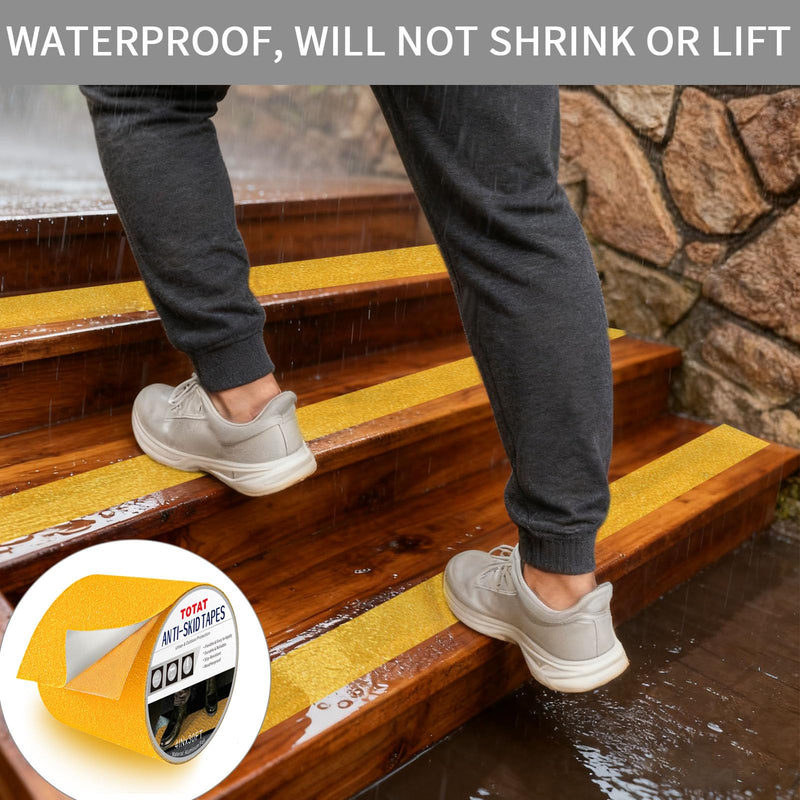 Heavy Duty Aluminum Foil Anti-Slip Tape 4" x30FT Yellow - Industrial Safety Grip for Warehouse Stairs, Pool Decks & High-Traffic Walkways - Waterproof Traction Tape 4 IN