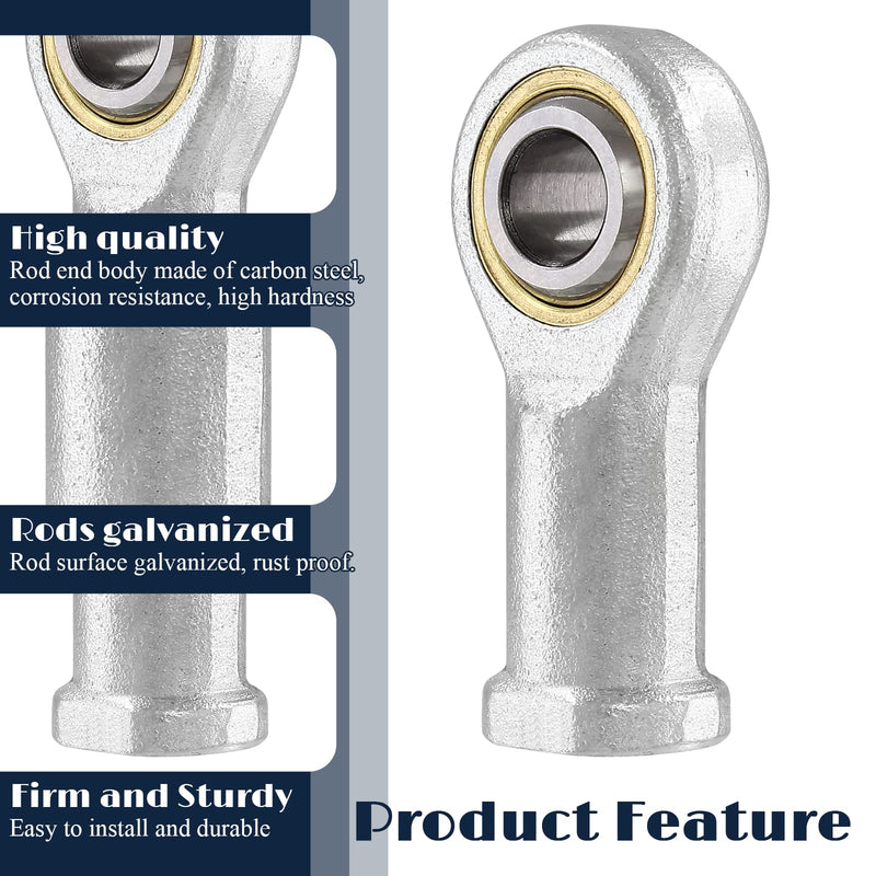 [Australia - AusPower] - 8mm Inside Dia Rod End Bearing Self Lubricating, M8 x 1.25 Female Thread Connector Joint, SI8T/K Rod End Ball Bearing, 4 PCS 