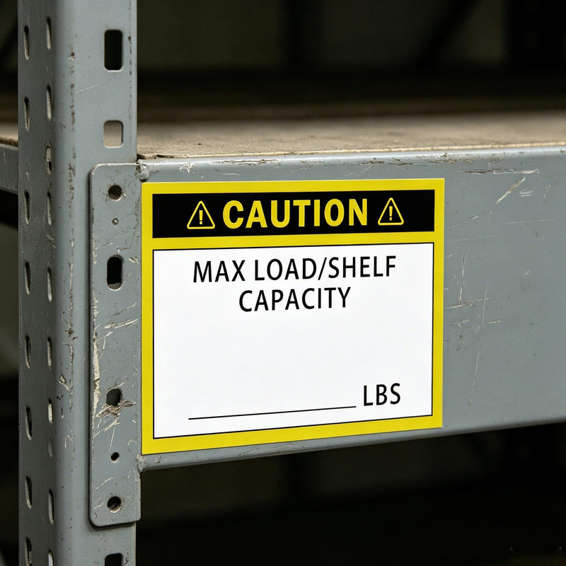 Pallet Rack Capacity Labels 3x4-Inch Caution MAX Load/Shelf LBS Warning Stickers - 50 Pcs/Pack Industrial Strength Sticker for Warehouse Safety (yellow) yellow