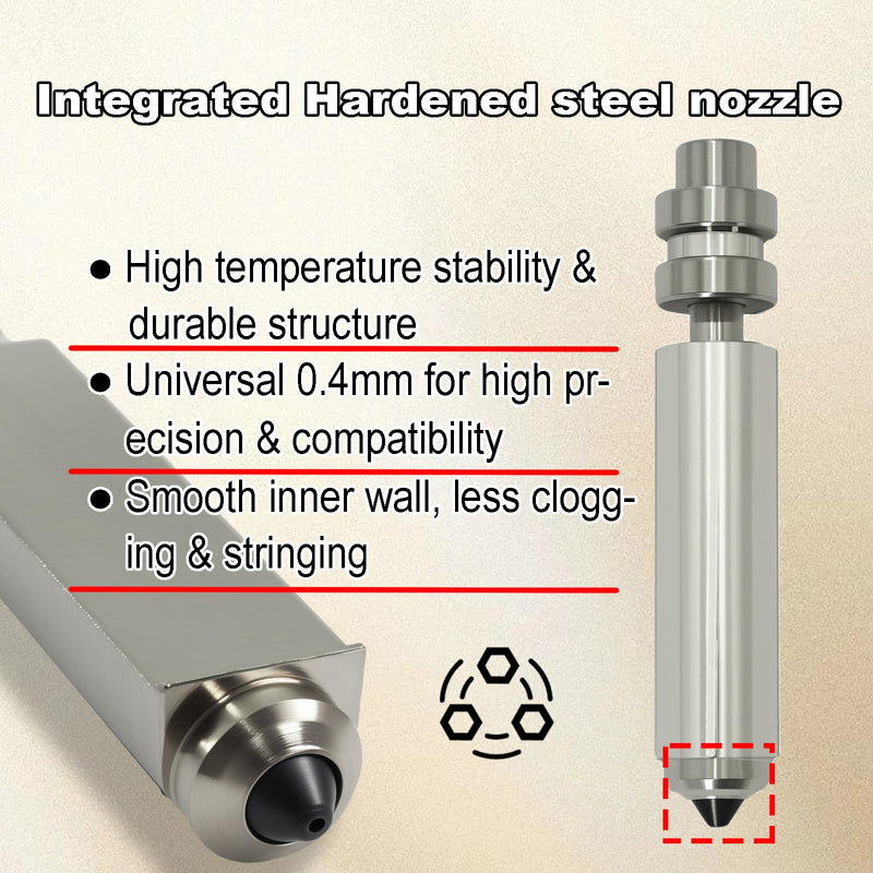 3PK 0.4MM Integrated Hardened Steel Nozzles for Kobra X Combo Quick-Swap High Flow High Speed Throat Tube Nozzles Print Head Extruder Kit Hot End for Anycubic Printer Kobra X 0.4MM