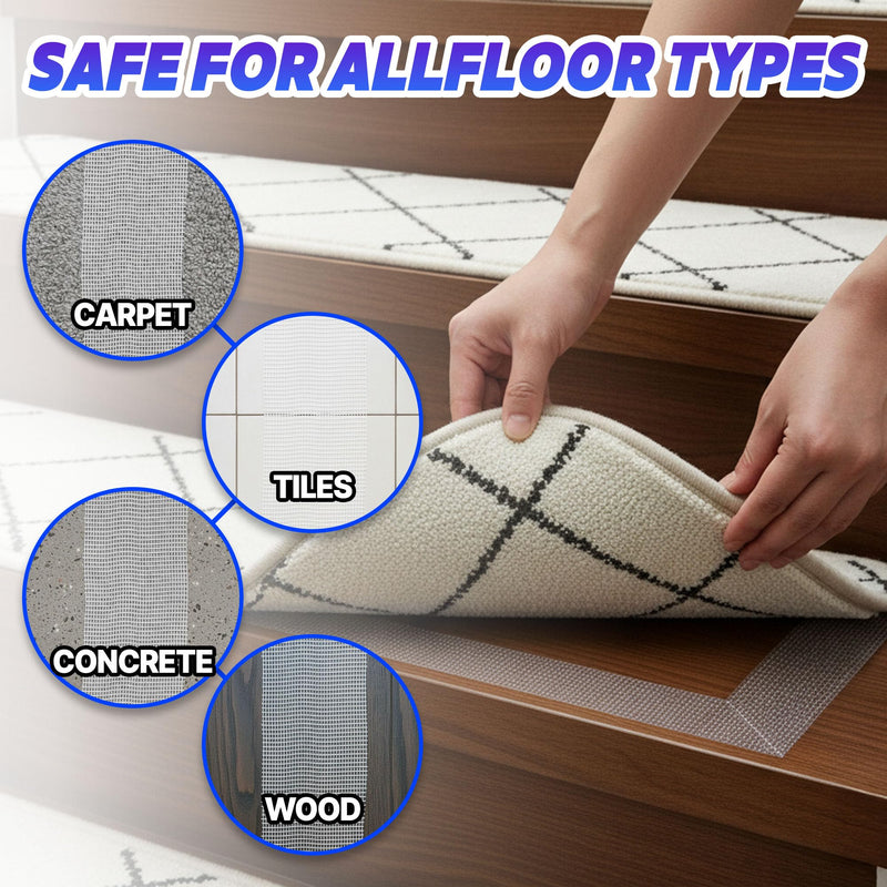 HA SHI Double Sided Stair Tread Tape (2" x 50 Yards), Heavy Duty Non Slip Rug Gripper for Carpet & Runners, Safe for Hardwood Floors 2" x 50 Yards