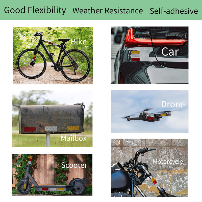 Reflector Stickers-High Visibility-Good Adhesion-Outdoor Waterproof-Red-1.18" × 3.15"- 24 PCS-Reflective Stickers for Helmet，Bike, Car, Mailbox, Motorcycle 1.18" × 3.15" Red