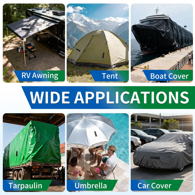 YONGJIN RV Awning Repair Tape, Heavy Duty Outdoor Tent Repair Tape and Tarp Tape, Waterproof Tarp Patch Kit for Camper, Boat Covers, Canvas, Sail, Canopy, and Outdoor Fabric Tear Repair (3 inch) 3 inch