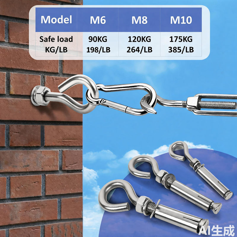 16 Pack 5/16" X 4-3/16" Expansion Eye Bolt,Concrete Eyebolt Anchors,Heavy Duty 304 Stainless Steel Eyebolt Anchors for Concrete Wall (16, M8x106mm（5/16" X 4-3/16"）) M8x106mm（5/16" X 4-3/16"） 16