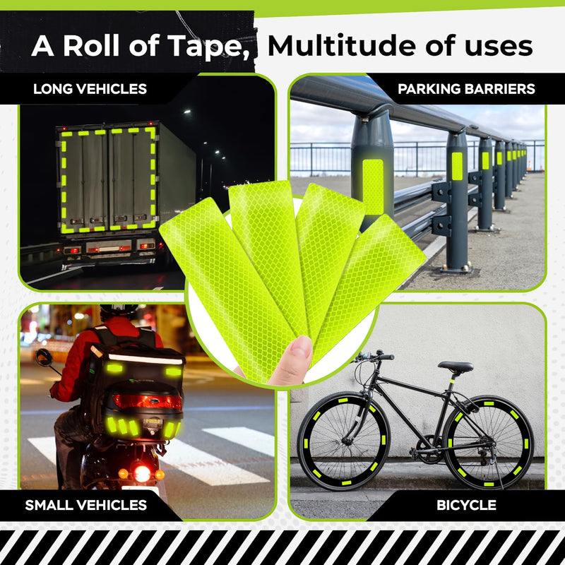 Reflective Tape Stickers Made of Premium Quality,Super Reflection, Safety Reflective Tape for Car Trailer Truck Bike Motorcycle, 20 Pcs Fluorescent Yellow-Green Outdoor Waterproof 3.15" X 1.18"