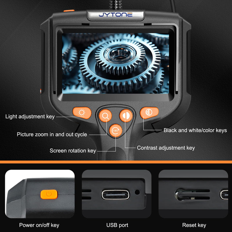 Endoscope Camera with Light, 5.5mm Waterproof Borescope with 4.3" HD Screen, 16.5ft Semi-Rigid Cable for Automotive, Plumbing, Pipe Inspection 4.3IN-16.5FT
