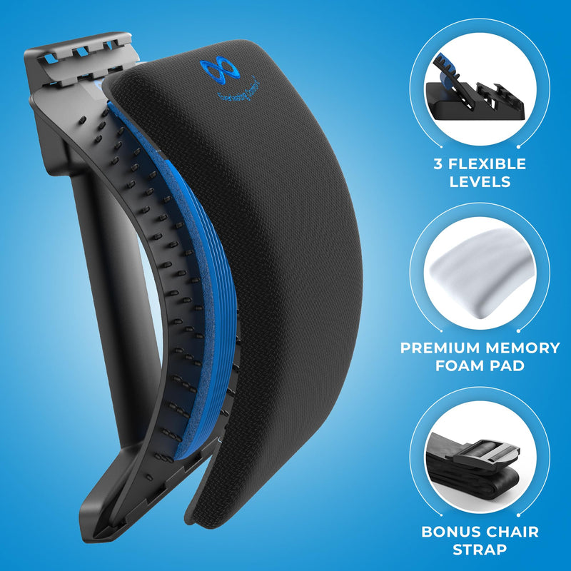 [Australia - AusPower] - Everlasting Comfort Back Stretcher for Lower Back Pain Relief - Adjustable Spine Decompressor, Lumbar Support, Back Pain Relief Products, with 88 Acupressure Nodes and Memory Foam Pad - Back Cracker 