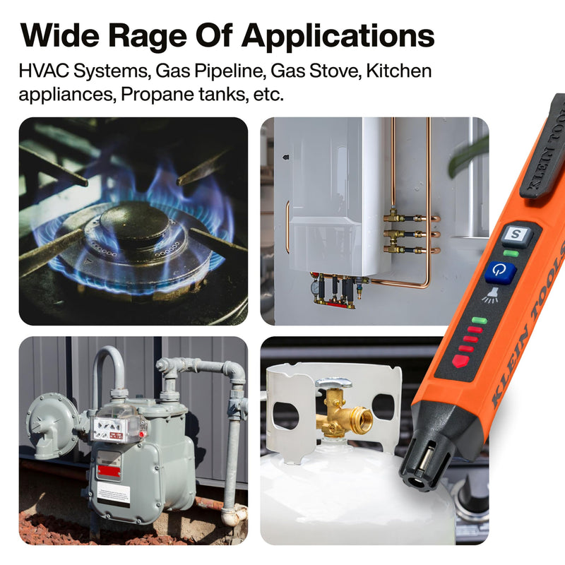 Klein Tools ET190 Gas Leak Detector, Wide Detection Range, Audible and LED Alerts, Slim and Lightweight Compact