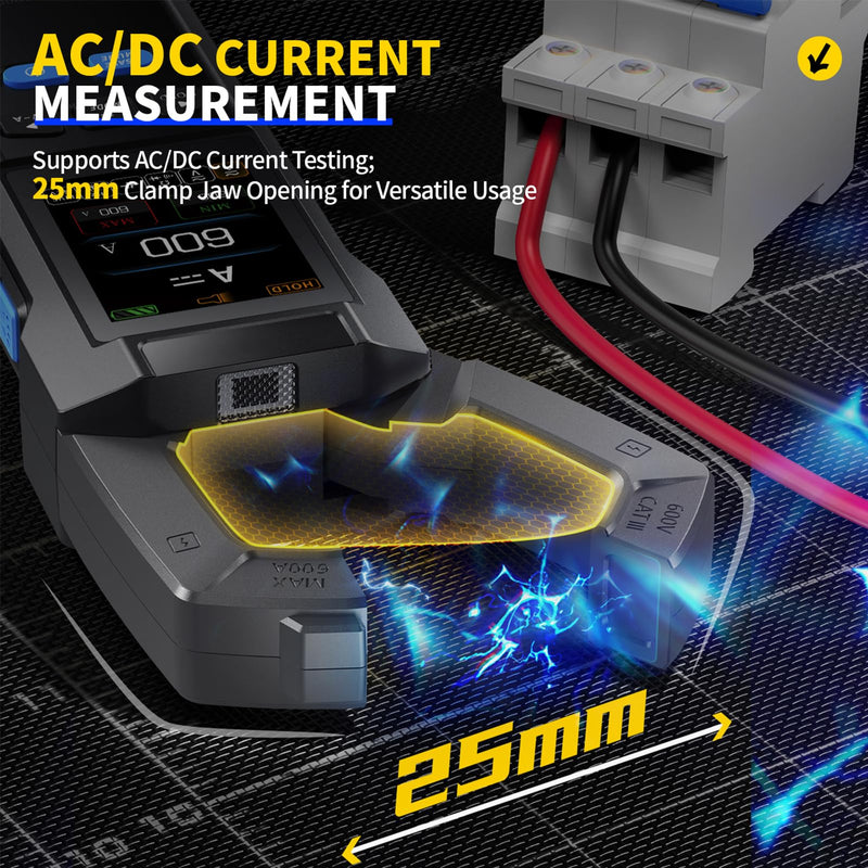 [Australia - AusPower] - DewinLVD Clamp Meter, AC DC Clamp Multimeter, Digital Current Meter with LED Lighting, Current Meter, 10000 Counts, Clamp Meter, Measures Resistance, Capacity, Voltage, Current, Temperature, Frequency 