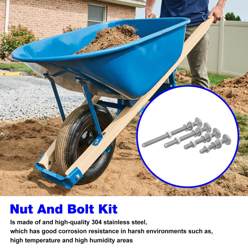 [Australia - AusPower] - Wheelbarrow Bolt Nut Kit Replacement Wheelbarrow Handle Part 5/16 Nut Bolt, 304 Stainless Steel Carriage Bolts and Nuts Kit - (12 Pack) 