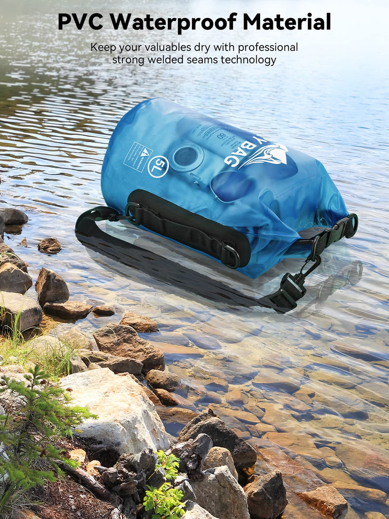 HEETA Dry Bag Waterproof for Women Men, 5L/10L/20L/30L/40L Roll Top Lightweight Dry Storage Bag Backpack with Phone Case for Travel Swimming Boating Kayaking Paddle Board Camping Beach Accessories Blue 10L