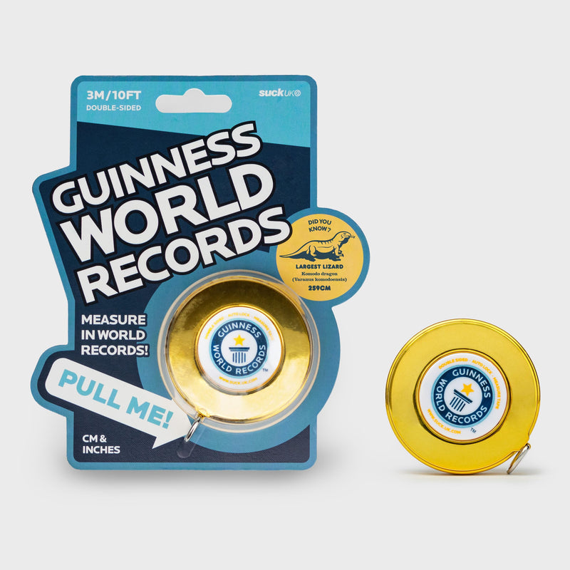 Guinness World Records 2026 - Kids Measuring Tape - Fun Fact 3m Double Sided - Kids Tape Measure - Filled with Silly Facts - Novelty Retractable Tool - Stocking Fillers for Kids - Party Bag Fillers Guinness Measuring Tape