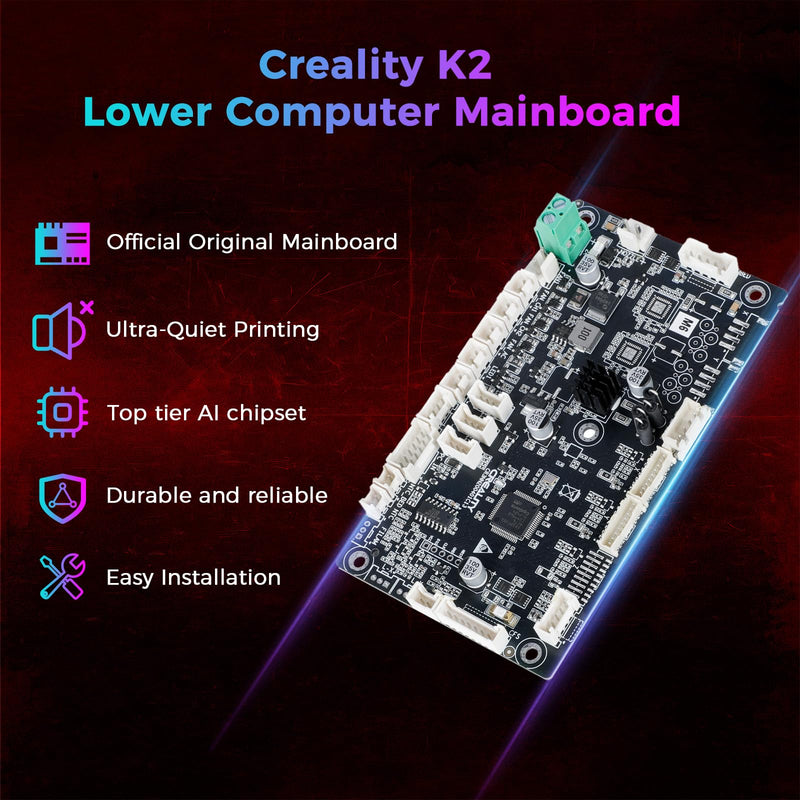 Creality Official K2 Mainboard, Original K2 Lower Computer Mainboard K2 Silent Motherboard, CR3NN200401C12 32 Bits M6 GD32F303RET6, Durability and Quick Replacement Parts for Creality K2 3D Printer