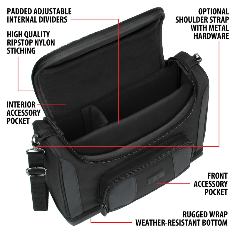 [Australia - AusPower] - USA GEAR Tablet Bag Compatible with 11 inch iPad Pro, 10.9 inch iPad Air, 10.2 inch iPad - Compact Messenger Bag with Durable Exterior, Soft Adjustable Interior Fits Keyboard, Charger, More (Black) Black 