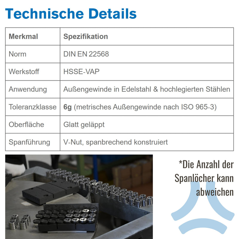 GSR Professional Threading Die for External Thread, HSSE-VAP M Form B, Heat Resistant, Wear-Resistant, Better Adhesion of Cutting Oil and Long Service Life, Metric, M4