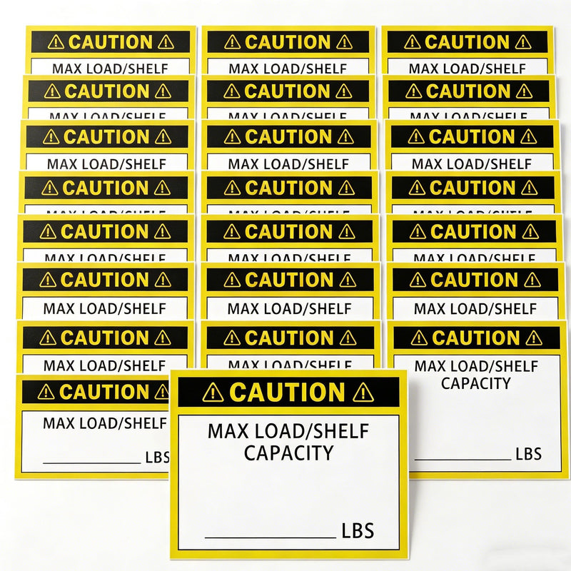 Pallet Rack Capacity Labels 3x4-Inch Caution MAX Load/Shelf LBS Warning Stickers - 50 Pcs/Pack Industrial Strength Sticker for Warehouse Safety (yellow) yellow