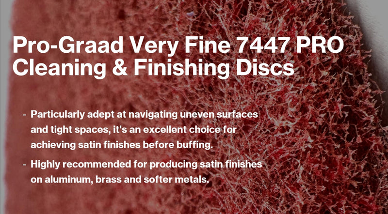 4 Pack 8” x 1/2” Very Fine 7447 PRO Non-Woven Buffing, Blending, Cleaning, Light Deburring & Finishing Discs, Pack of 4