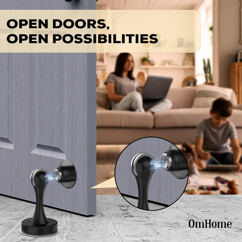 [Australia - AusPower] - Magnetic Door Stoppers for Bottom of Door - Magnetic Door Stop - Black Pack of 1 Soft- Magnetic Door Catch, Practical and No-Drill Solution with 3M Self Adhesive Pads to Hold Wide Door 