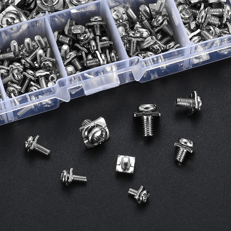 [Australia - AusPower] - 210 Pcs Terminal Block Screws, M3 M3.5 M4 M5 Terminal Screws Assortment Kit with Square Washers, for Fixing Wires in Electrical Ffacilities, Nickel-Plated Carbon Steel 