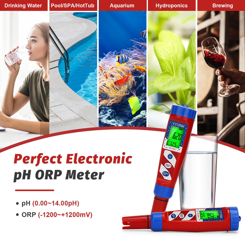 [Australia - AusPower] - Hydrogen Water Tester, ORP Tester,YINMIK Hydrogen Tester,pH Hydrogen Meter for Drinking, pH H2 ORP Temp Test Kit, H2 Water PPB/PPM Meter, Dissolved Hydrogen Tester for Hydrogen Water Bottle 