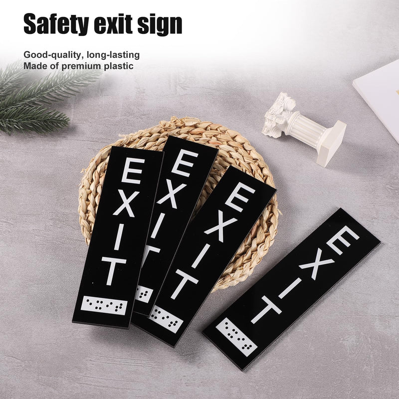 [Australia - AusPower] - 4pcs Vertical Exit Sign with Braille, 7x2 Inch Acrylic Exit Signs for Business Ada with Mounting Adhesive Strip Raised Letters ADA Exit Sign for Indoor Outdoor Use 