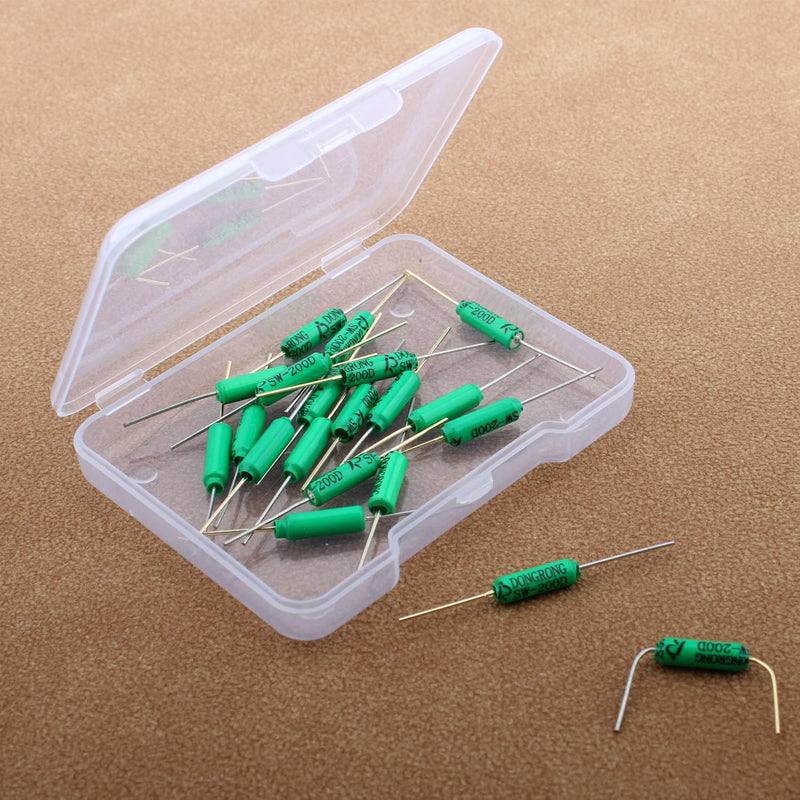 RUNCCI-YUN Tilt Sensor Angle Sensor Vibration Sensor Ball Switch 12V 2MA SW-200D Metal Ball Tilt Shake Trigger Switch for Arduino Smart Car (Green) Pack of 20