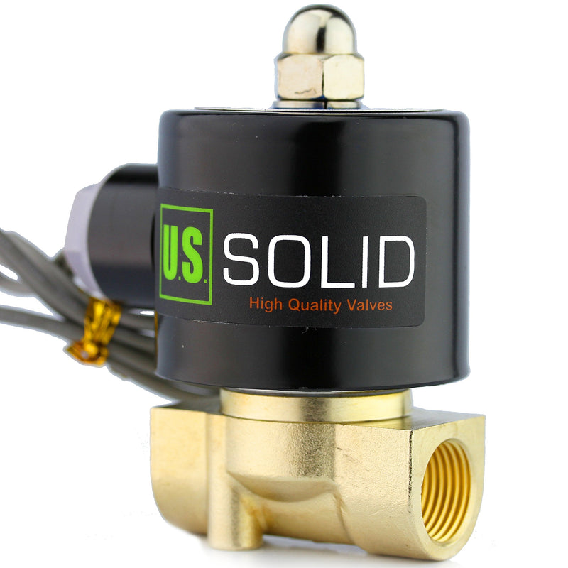 U.S. Solid 3/8" Brass Electric Solenoid Valve - 12V DC, VITON Gasket, Direct Acting, Normally Closed for Air, Gas, Fuel Applications 3/8 Inch