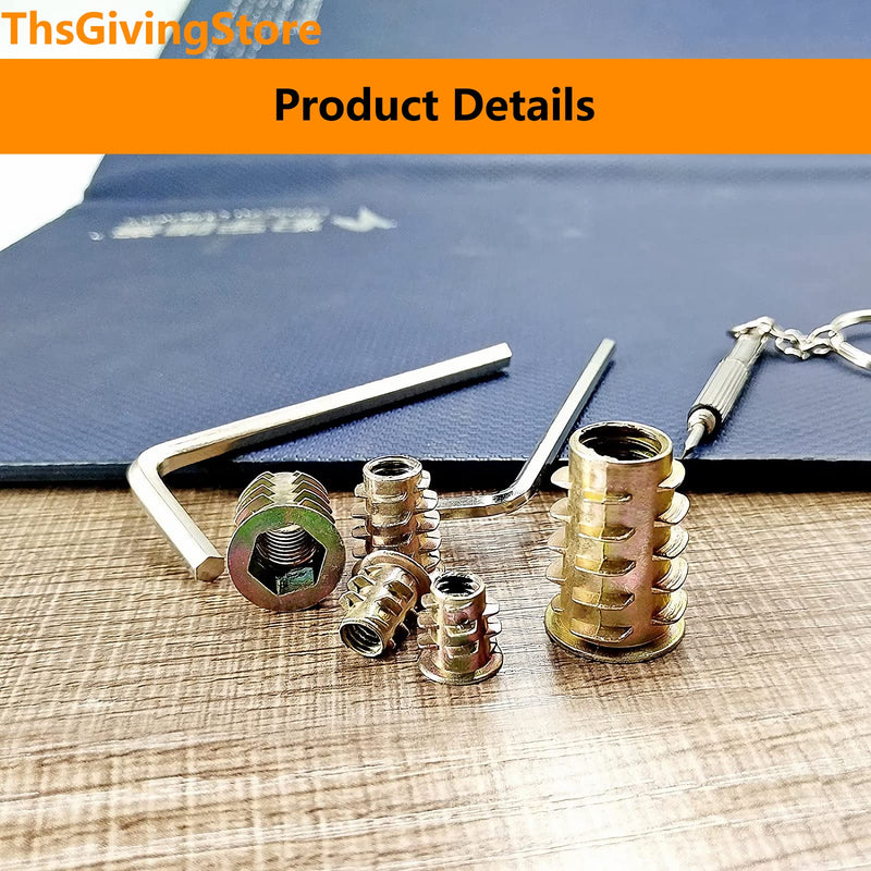 [Australia - AusPower] - 230 Pieces 11 Size M4/M5/M6/M8/M10 Threaded Inserts for Wood,Metric Hardware Nuts Inserts Assortment Tool Kit for Wood Furniture Zinc Alloy Furniture Bolt Fastener Connector Hex Socket Screw Inserts 230 Pieces-Tool 