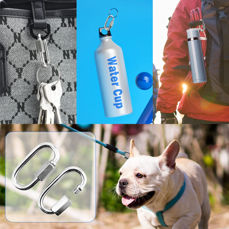 [Australia - AusPower] - 10 Pack 304 Stainless Steel M3.5 Chain Link, 1/8 Inch D Shape Locking Quick Chain Repair Links Pets Keychain for Outdoor Traveling Equipment 