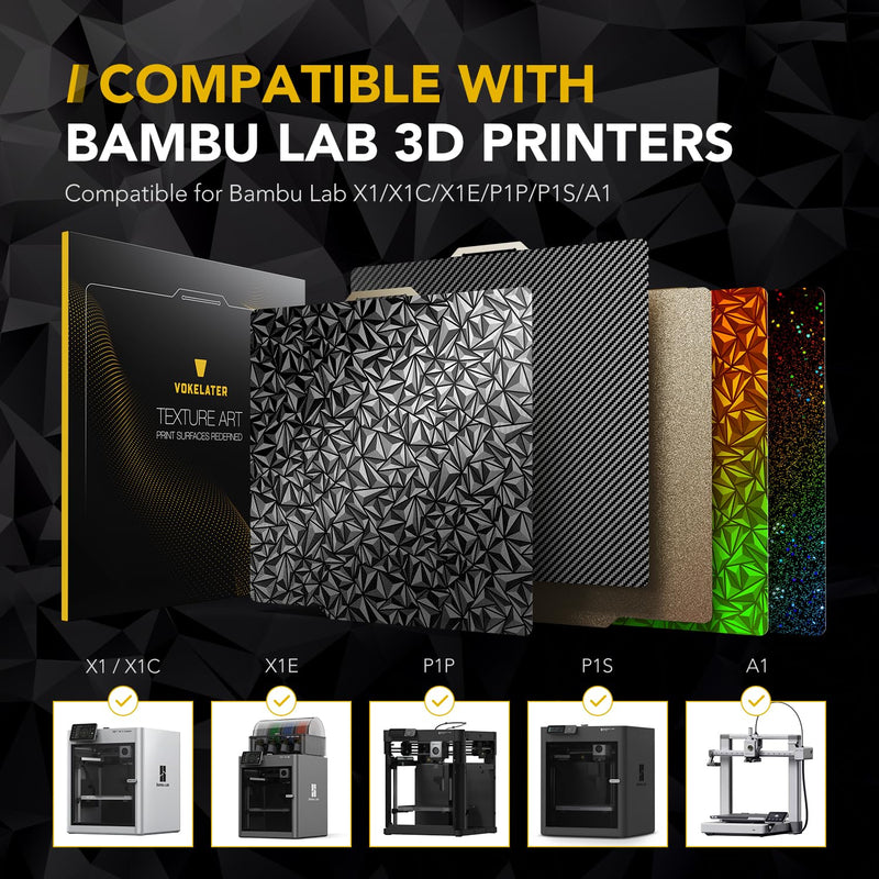 [Australia - AusPower] - PET+PEO 3D Printer Build Plate Sheet for Bambu Lab X1/X1C/X1E/P1P/P1S/A1, Dual Texture with Carbon Fiber and Diamond Patterns 257x257mm, Flexible Spring Steel Hot Bed Platform Sheet PET+PEO 